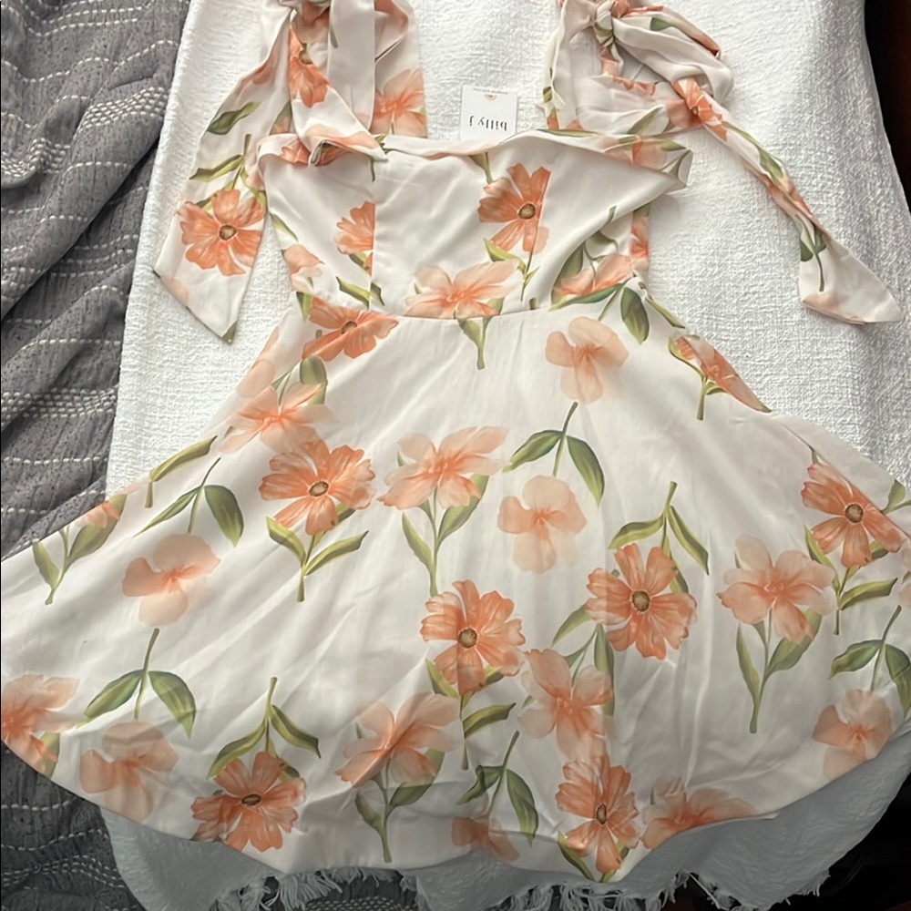 Floral Dress in Cream and peach